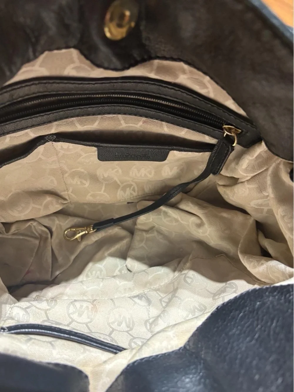 Michael Kors Black Shoulder Bag with gold hardware